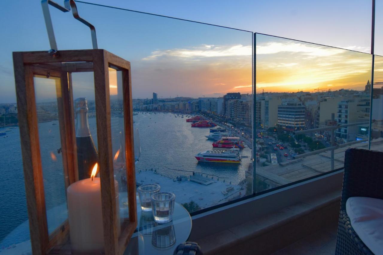 Unique Seafront Triplex Penthouse With Panoramic Bedroom & Rooftop Jacuzzi Overlooking Valletta Sliema Ngoại thất bức ảnh